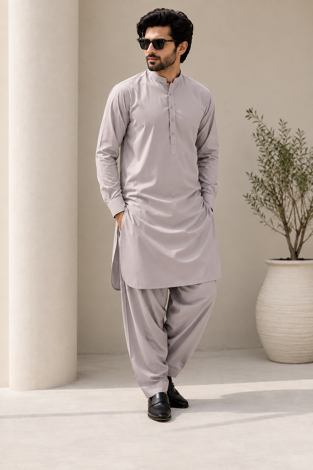 Royal Suiting – 100% Pure Wash & Wear | Blush Grey Unstitched Fabric